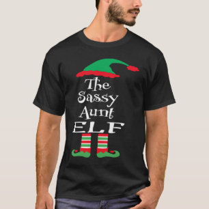 Camiseta A Tia Sassy Elfa Natal Família Mulheres Adolescent