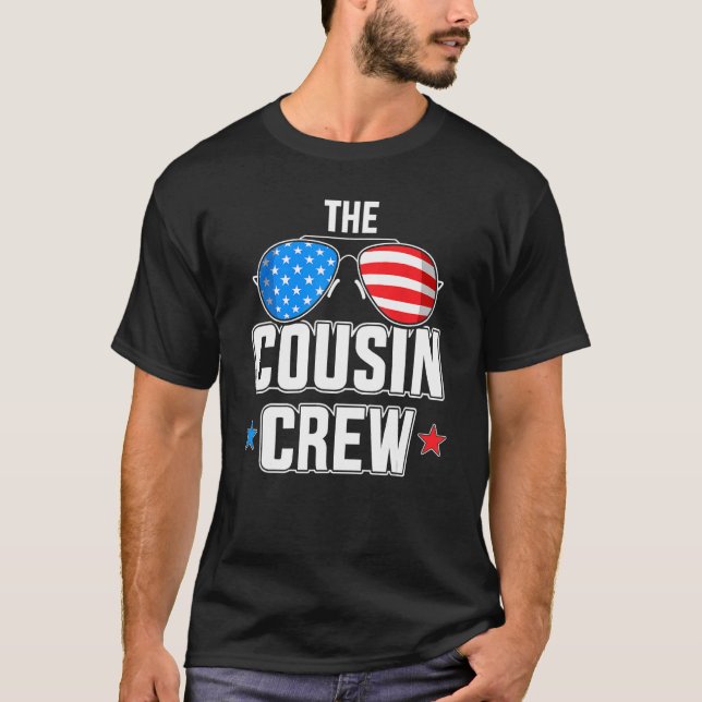 Camiseta A Tripulação Do Primo Com Bandeira Dos EUA Para O  (Frente)