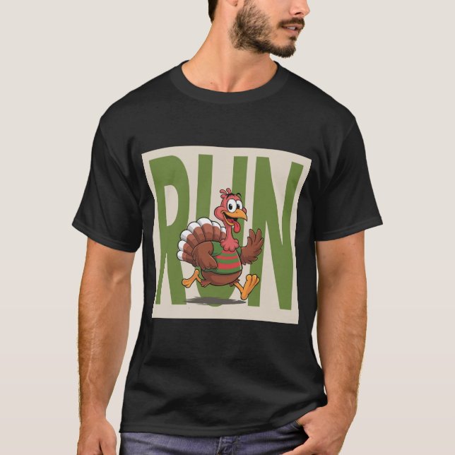 Camiseta A Turquia Corre Figurino Ação de Graças (Frente)