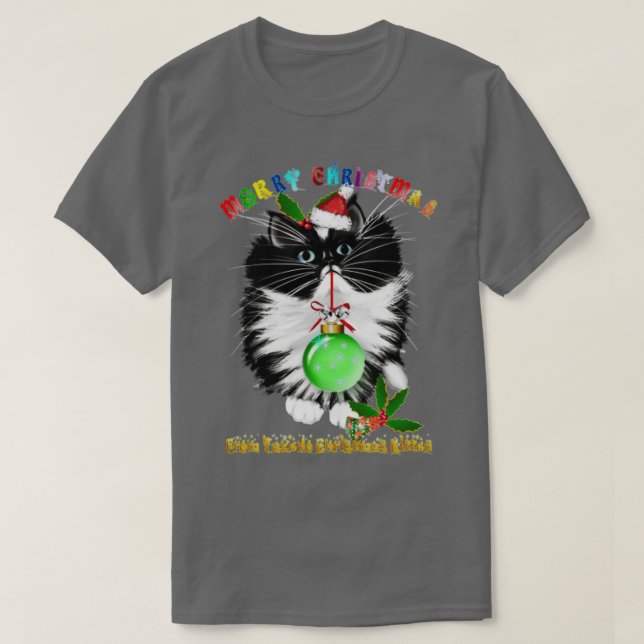 Camiseta A Tuxedo Kitten Christmas  (Frente do Design)