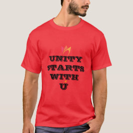 Camiseta A UNIDADE COMEÇA COM VOCÊ (ícone de fogo laranja p