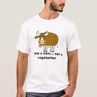 Camiseta a vaca, salvar uma vaca… come um vegetariano