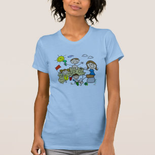 Camiseta A vara figura o divertimento da praia da família