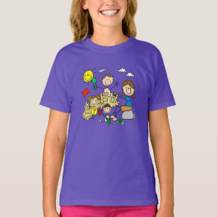 Camiseta A vara figura o divertimento da praia da família
