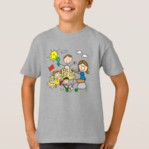 Camiseta A vara figura o divertimento da praia da família