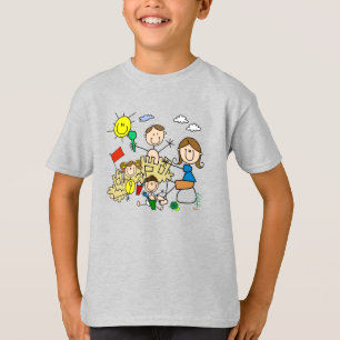 Camiseta A vara figura o divertimento da praia da família
