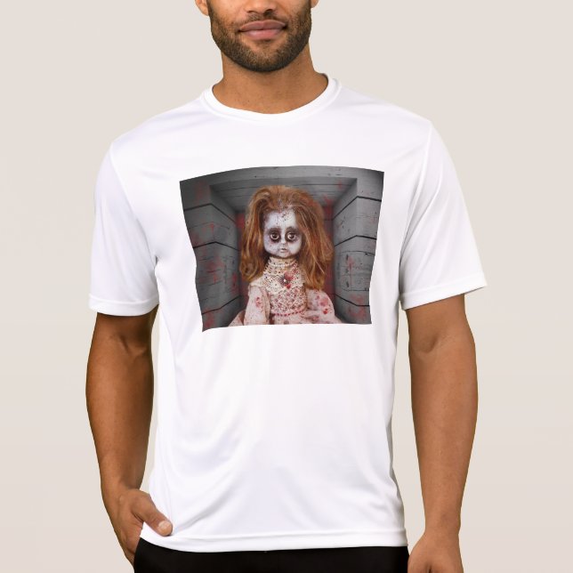 Camiseta A velha boneca do SlipperyJoe Feliz sango assustad (Frente)