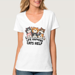 Camiseta A Vida Acontece Gatos Ajudam