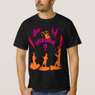 Camiseta A Vida Começa aos 20 Nós Silhuetas Bege Marrom
