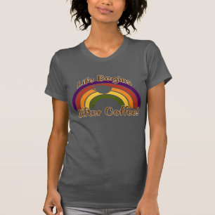 Camiseta A Vida Começa Após O Café - Arco-Íris Vintage