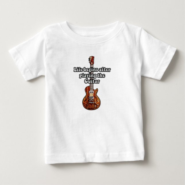 Camiseta A vida começa depois de tocar guitarra. (Frente)