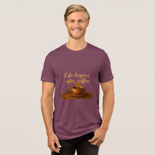 Camiseta A Vida Começa Depois do Café Coração Quente, Energ