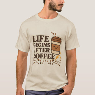 Camiseta A vida começa depois do café - Diversão e café gir