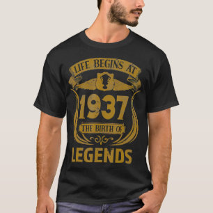 Camiseta A vida começa em 1937 Vintage Birthday dá ideias