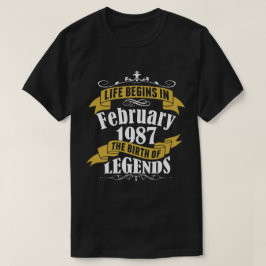 Camiseta A vida começa em fevereiro de 1987 o nascimento