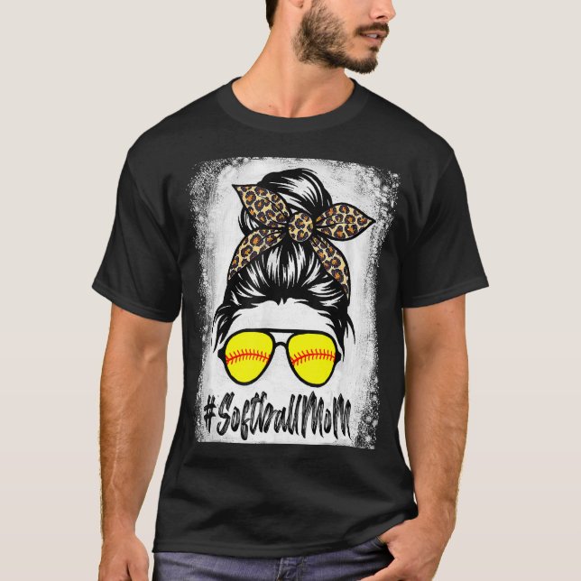 Camiseta A Vida Da Mãe De Softball Com Leopardo E A Maldita (Frente)