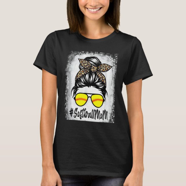 Camiseta A Vida Da Mãe De Softball Com Leopardo E A Maldita (Frente)