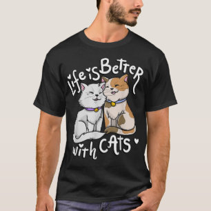 Camiseta A vida de amante de gatos no dia dos namorados é m