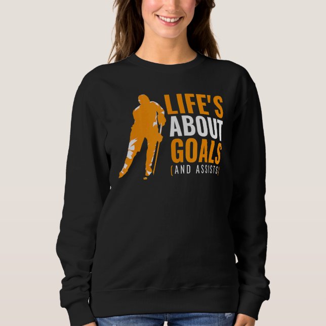 Camiseta A vida de hóquei no gelo é sobre os objetivos e aj (Frente)