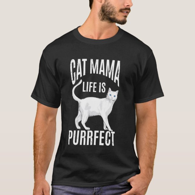 Camiseta A vida de mãe de gato é perfeita (Frente)