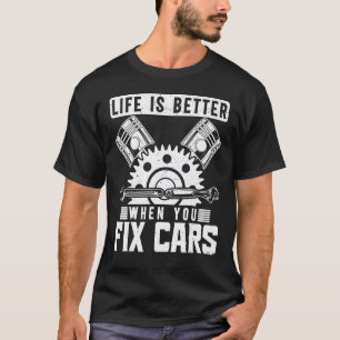 Camiseta A vida de mecânico de automóveis engraçado é melho