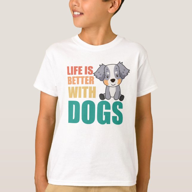 Camiseta A Vida De Pastor Australiana É Melhor Com Cães (Frente)