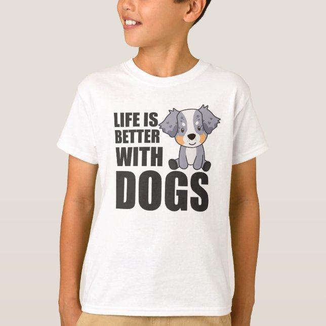 Camiseta A Vida De Pastor Australiana É Melhor Com Cães (Frente)