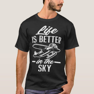Camiseta A Vida de Piloto É Melhor No Céu Piloto Voador Eng