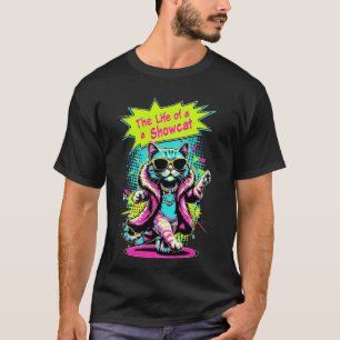 Camiseta A Vida de um Showcat Pop Art Gatos Engraçados Roup