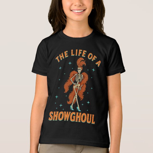 Camiseta A vida de uma moça de esqueleto de Halloween (Frente)