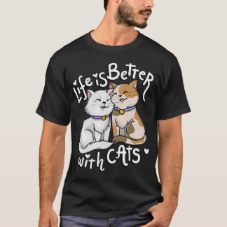 Camiseta A Vida Do Gato Do dia de os namorados É Melhor Com