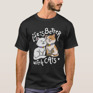 Camiseta A Vida Do Gato Do namorados É Melhor Com Os Gatos