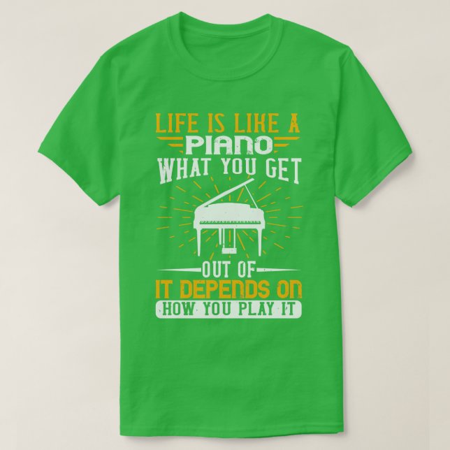 Camiseta A Vida Do Piano É Como Um Piano (Frente do Design)