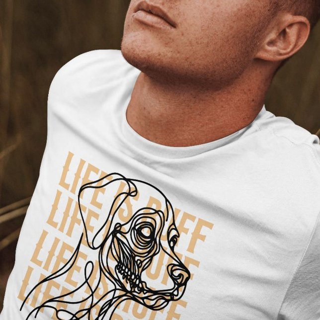 Camiseta A vida é a Arte Mínima da Linha de Cachorros (Life is Ruff Minimal Dog Line Art T-Shirt)
