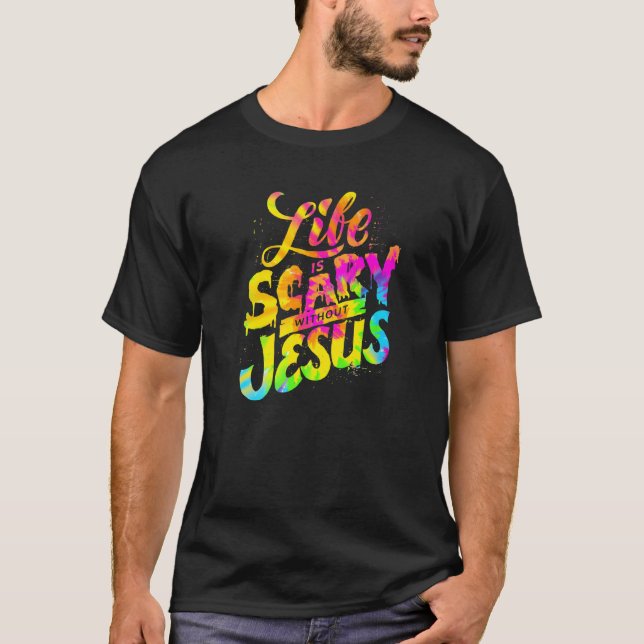 Camiseta A Vida É Assustadora Sem Jesus - Fé Hall Cristão (Frente)