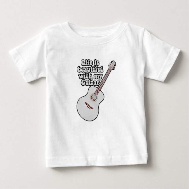 Camiseta A vida é bela com o meu violão. (Frente)