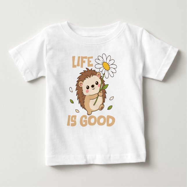 Camiseta A Vida é Boa, Ouriço E Flor (Frente)