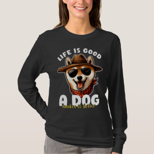 Camiseta A Vida é Boa, um Cachorro a Torna Melhor Presente 