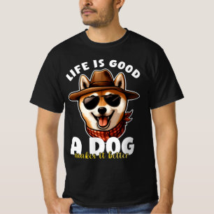 Camiseta A Vida é Boa, um Cachorro a Torna Melhor Presente 