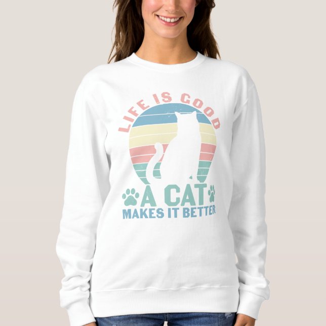Camiseta A Vida é Boa, um Gato a Torna Melhor (Frente)