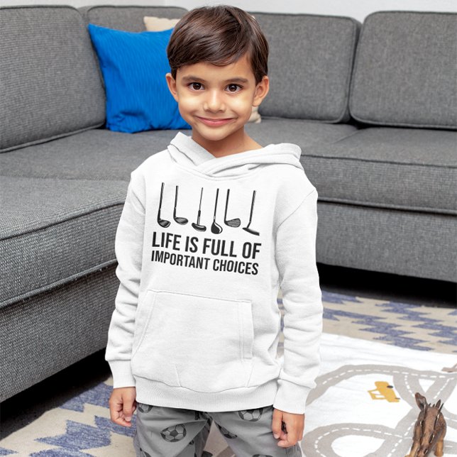 Camiseta A vida é Cheio de escolhas importantes Golfe Natal (Life is Full Of Important Choices Golf Christmas Kid Hoodie)