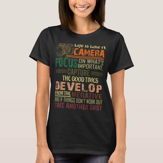 Camiseta A Vida É Como Um Câmera Fotógrafo. (Frente)