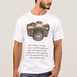 Camiseta A vida é como uma citação de câmera e ilustração