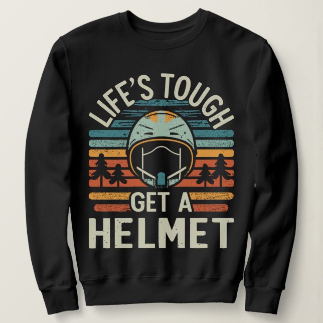 Camiseta A vida é difícil. Pegue um capacete, cara. (Frente do Design)