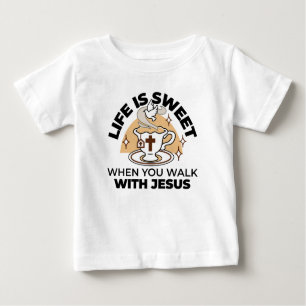 Camiseta A vida é doce com Jesus - Taça Cristã Faith Tea