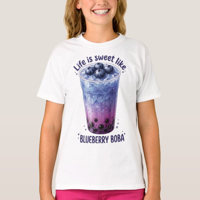 Camiseta A Vida é Doce Como Boba de Mirtilo (Frente)
