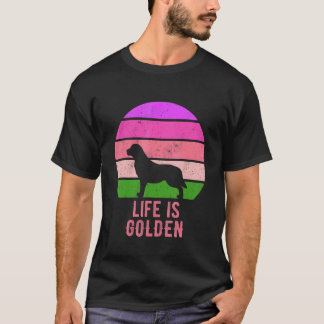 Camiseta A Vida é Dourada Cachorro Retriever Dourado Engraç