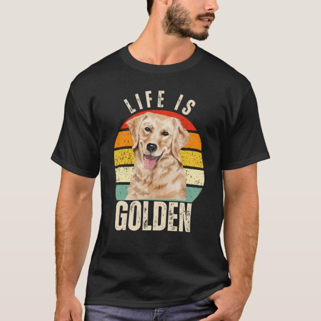Camiseta A Vida É Dourada - Ouro Retriever Lover (Frente)