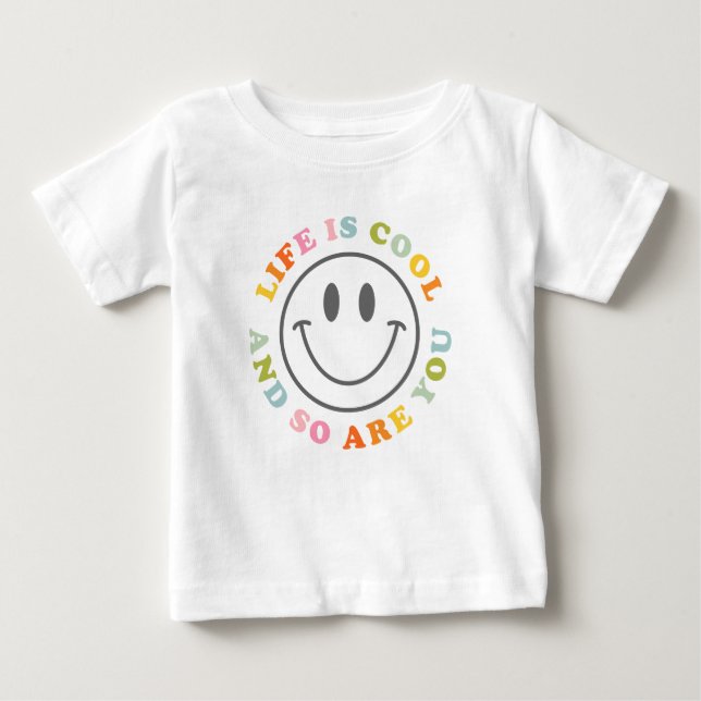 Camiseta A Vida É Legal Feliz Rosto Sorridente Emoji (Frente)