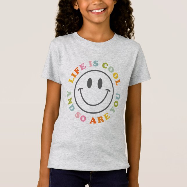 Camiseta A Vida É Legal Feliz Rosto Sorridente Emoji (Frente)